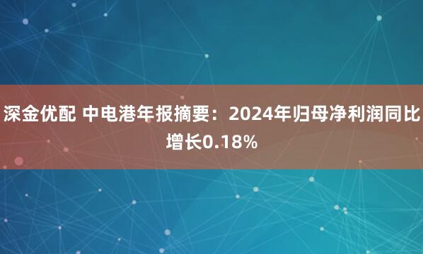 深金优配 中电港年报摘要：2024年归母净利润同比增长0.18%