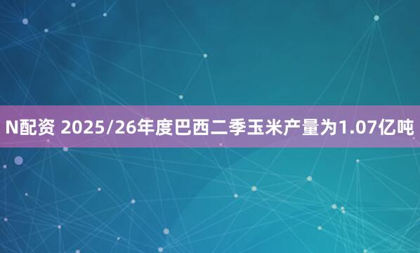N配资 2025/26年度巴西二季玉米产量为1.07亿吨