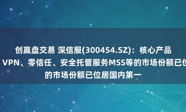创赢盘交易 深信服(300454.SZ)：核心产品超融合HCI、VPN、零信任、安全托管服务MSS等的市场份额已位居国内第一